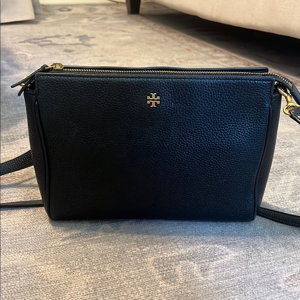 Tory Burch Black Pebbled Leather Crossbody Bag